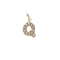 Golden stainless steel letter Q pendant inlaid with sparkling white cubic zirconia - Letter Q / Gold