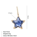 Deep blue 5mm star-shaped zircon pendant with 18K gold plated finish and 10mm height - September Royal Blue - Gold