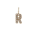 Gold plated letter R pendant with sparkling round crystals for personalized jewelry necklaces - Letter R / Gold