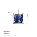 Vierkante diepblauwe zirkoon hanger van 5x5mm in vergulde roestvrijstalen zetting - September Koningsblauw Stijl / Goud