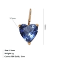 Colgante de corazón con circón azul de 5mm y base de oro de 18K para joyería DIY - Septiembre Azul Real - Dorado