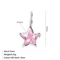 Minimalist 5x5mm pink star-shaped zircon pendant in polished stainless steel - October Pink - Silver