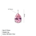 Wassertropfen-Anhänger mit rosa Edelstein in Silberoptik und 14x10mm Fassung - Rosa-Stahl