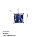 Vierkante blauwe zirkonia hanger van 5x5mm met een zilveren klauwzetting - September Koningsblauw Stijl / Staalkleur
