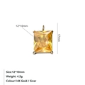 Gele zirkoon hanger 12x10mm in 14K verguld roestvrij staal voor DIY-sieraden - 12*10mm Rechthoek / Lichtgeel Tot Goudkleurig