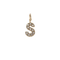 Mini 14K gold S-letter pendant with micro-pave crystal zircons for DIY jewelry - Letter S / Gold