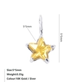Pentagram 5x5mm yellow zircon star pendant in silver finish and minimalist metal setting - November Light Yellow - Silver