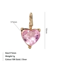 Exquisito colgante de corazón de oro con una gema de circón rosa facetada de 5x5 mm - Octubre Rosa - Dorado