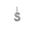 Silver S-letter pendant with sparkling zircons and a secure spring clasp fastener - Letter S / Steel
