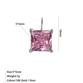 Prinses geslepen 5x5mm roze zirkonia hanger met 18K goud of zilver afwerking - Oktober Roze Stijl / Staalkleur