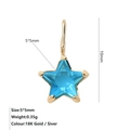 5mm blue star-shaped zircon pendant with 18K gold claw setting for women necklace - December Lake Blue - Gold