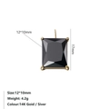 Rechthoekige zwarte zirkoon hanger in 14K goud finish met een vierpoot zetting - 12*10mm Rechthoek / Zwart-Goud