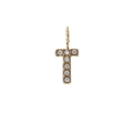 Gold finish letter T pendant with sparkling cubic zirconia stones for jewelry - Letter T / Gold