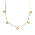 Halskette aus 18K vergoldetem Edelstahl mit Perlenkette und Zirkonia-Blumenanhängern - Zirkon Blumen Perlenkette / Gold