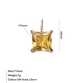 Geometrische vierkante gele zirkoon hanger met 18K vergulding 5x5mm sieraad - November Lichtgeel Stijl / Goud