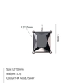 Rechthoekige zwarte zirkoon hanger met roestvrijstalen zetting voor DIY-sieraden - 12*10mm Rechthoek / Zwart-Staal