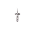 Pave-set diamond letter T pendant in silver finish stainless steel fashion jewelry - Letter T / Steel