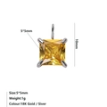 Vierkante 5x5mm gele zirkonia hanger met zilveren vier-klauwzetting voor sieraden - November Lichtgeel Stijl / Staalkleur