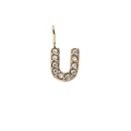 Golden pendant with letter U shape featuring sparkling crystal inlay for DIY jewelry - Letter U / Gold
