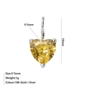 Pequeño colgante de corazón de acero inoxidable con circón amarillo en color plata - Noviembre Amarillo Claro - Plata