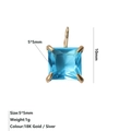 Vierkante 5x5mm blauwe zirkoon hanger in vergulde roestvrijstalen zetting - December Meerblauw Stijl / Goud