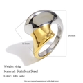 Anillo bicolor minimalista de acero inoxidable con baño de oro 18K y diseño retorcido - 6 / Anillo de Flor Fluida Abstracta (R5327) / Bicolor (R5327)