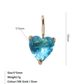 Colgante de corazón con circón azul en engaste de oro 18K y gema de 5x5mm - Diciembre Azul Lago - Dorado