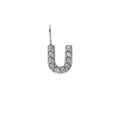 Sparkling silver letter U pendant with pavé cubic zirconia for personalized DIY necklace - Letter U / Steel