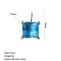 5x5mm vierkante blauwe zirkonia hanger met zilveren klauwzetting voor DIY sieraden - December Meerblauw Stijl / Staalkleur