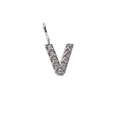 Micro-paved letter V pendant in silver finish with sparkling zircons for DIY jewelry - Letter V / Steel