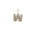Gold plated letter W pendant accessory with sparkling crystal micro-pave setting - Letter W / Gold