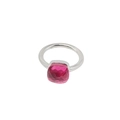 Geometric stainless steel ring with a square-cut pink gemstone in a silver finish - Circumference 49MM-US5 / Steel-Fuchsia
