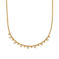 18K gold plated stainless steel necklace featuring water drop zircon and beaded fringe - Gold