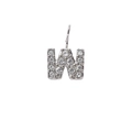 Silver letter W pendant with sparkling pavé crystals in a stainless steel setting - Letter W / Steel