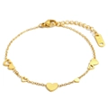 Bracelet cœur plaqué or 18K pour femme avec breloques pleines et évidées et étiquette K18 - Or