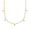Elegante 18K vergoldete Edelstahlkette mit fünf diamantbesetzten Rauten-Anhängern - Rhombus Anhänger Perlenkette / Gold