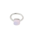 Minimalist silver steel ring featuring a square cherry pink checkerboard cut zircon - Circumference 49MM-US5 / Steel-Pink White