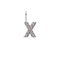 Silver finish alphabet letter X pendant charm featuring clear cubic zirconia micro-pave setting - Letter X / Steel