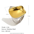 Anillo bicolor abstracto de acero inoxidable y oro de 18K con diseño trenzado - 7 / Anillo Escultórico Ondulado (R5324) / Bicolor (R5324)