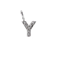 Elegant silver-toned letter Y pendant charm featuring sparkling cubic zirconia stones - Letter Y / Steel