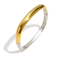 Bracelet jonc bicolore poli en acier inoxydable doré 18K avec fermoir circulaire unique - Deux couleurs