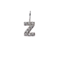 Polished silver stainless steel pendant featuring letter Z with sparkling cubic zirconia - Letter Z / Steel