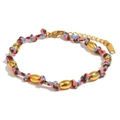 Bracelet tressé coloré avec perles baril plaquées or 18 carats et fermoir mousqueton - Style de Perle de Tonneau à Nœud Coloré 4 (B0743-4)