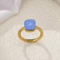Minimalist 18K gold ring featuring a light blue square-cut gemstone in a sleek setting - Gold-Star Blue