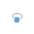 Minimalist silver steel ring with sky blue square cushion-cut zircon stone - Silver-Star Blue