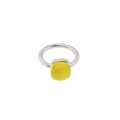 Minimalist silver stainless steel ring featuring a square yellow zircon gemstone inlay - Silver-Yellow Zircon