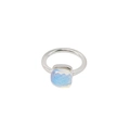 Elegant silver stainless steel ring with a cushion-cut light blue gemstone - Silver-Opal White