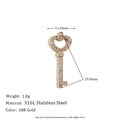 18K vergulde hartvormige sleutelhanger van 316L roestvrij staal met micro-kristallen - Hart Sleutel Strass Hanger-Goud-Wit