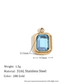 Mini rechthoekige hanger met zee-blauw kristal en 18K goudlaag op roestvrij staal materiaal - Eenvoudige Vierkante Blauwe Strass Hanger-Goud