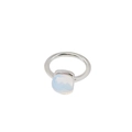 Minimalist geometric zircon stainless steel ring with square white gemstone - Silver-Milky White